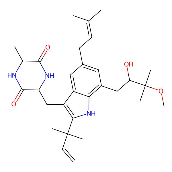 2D Structure of 5-prenyl-dihydrorubrumazine A