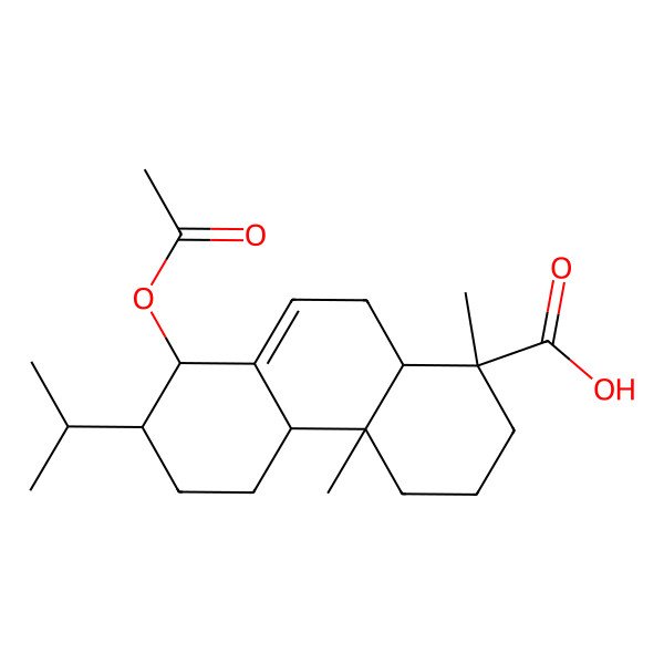 2D Structure of (1S,4aS,4bS,7R,8R,10aS)-8-acetyloxy-1,4a-dimethyl-7-propan-2-yl-2,3,4,4b,5,6,7,8,10,10a-decahydrophenanthrene-1-carboxylic acid