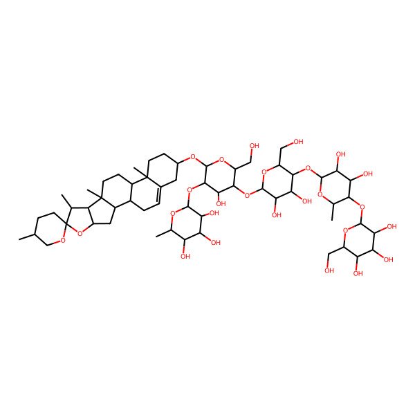 2D Structure of (2S,3R,4R,5R,6S)-2-[(2R,3R,4S,5S,6R)-5-[(2S,3R,4R,5S,6R)-5-[(2S,3R,4S,5R,6S)-3,4-dihydroxy-6-methyl-5-[(2S,3R,4S,5S,6R)-3,4,5-trihydroxy-6-(hydroxymethyl)oxan-2-yl]oxyoxan-2-yl]oxy-3,4-dihydroxy-6-(hydroxymethyl)oxan-2-yl]oxy-4-hydroxy-6-(hydroxymethyl)-2-[(1S,2S,4S,5'R,6R,7S,8R,9S,12S,13R,16S)-5',7,9,13-tetramethylspiro[5-oxapentacyclo[10.8.0.02,9.04,8.013,18]icos-18-ene-6,2'-oxane]-16-yl]oxyoxan-3-yl]oxy-6-methyloxane-3,4,5-triol