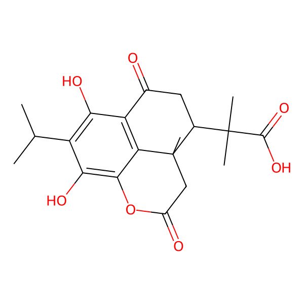 2D Structure of 2-[(5S,6R)-10,12-dihydroxy-5-methyl-3,8-dioxo-11-propan-2-yl-2-oxatricyclo[7.3.1.05,13]trideca-1(12),9(13),10-trien-6-yl]-2-methylpropanoic acid