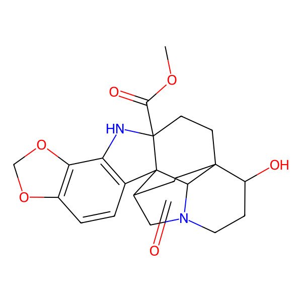 2D Structure of methyl (1S,4S,15R,16R,19R,22S)-22-hydroxy-20-oxo-8,10-dioxa-5,17-diazaheptacyclo[15.4.3.01,16.04,15.06,14.07,11.015,19]tetracosa-6(14),7(11),12-triene-4-carboxylate