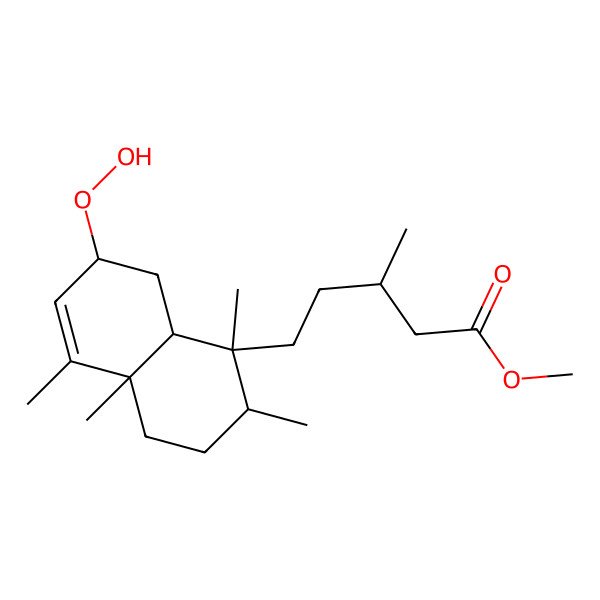 2D Structure of methyl (3R)-5-[(1S,2R,4aR,7S,8aR)-7-hydroperoxy-1,2,4a,5-tetramethyl-2,3,4,7,8,8a-hexahydronaphthalen-1-yl]-3-methylpentanoate