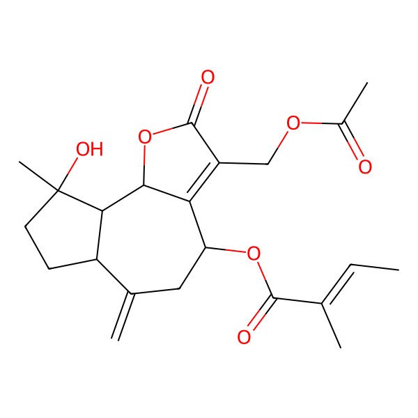 2D Structure of [3-(acetyloxymethyl)-9-hydroxy-9-methyl-6-methylidene-2-oxo-5,6a,7,8,9a,9b-hexahydro-4H-azuleno[4,5-b]furan-4-yl] 2-methylbut-2-enoate