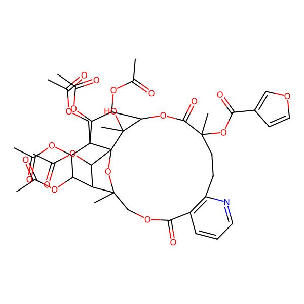 2D Structure of [19,20,22,23,25-Pentaacetyloxy-21-(acetyloxymethyl)-26-hydroxy-3,15,26-trimethyl-6,16-dioxo-2,5,17-trioxa-11-azapentacyclo[16.7.1.01,21.03,24.07,12]hexacosa-7(12),8,10-trien-15-yl] furan-3-carboxylate