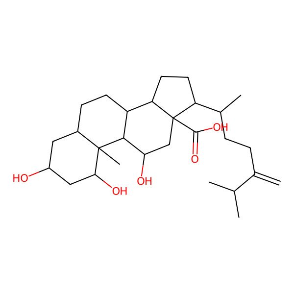 2D Structure of (1S,3R,5S,8S,9S,10S,11R,13S,14S,17R)-1,3,11-trihydroxy-10-methyl-17-[(2R)-6-methyl-5-methylideneheptan-2-yl]-2,3,4,5,6,7,8,9,11,12,14,15,16,17-tetradecahydro-1H-cyclopenta[a]phenanthrene-13-carboxylic acid