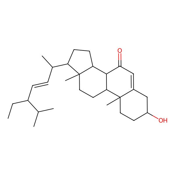 2D Structure of (3S,8S,9S,10R,13R,14S,17R)-17-[(E,2S,5S)-5-ethyl-6-methylhept-3-en-2-yl]-3-hydroxy-10,13-dimethyl-1,2,3,4,8,9,11,12,14,15,16,17-dodecahydrocyclopenta[a]phenanthren-7-one