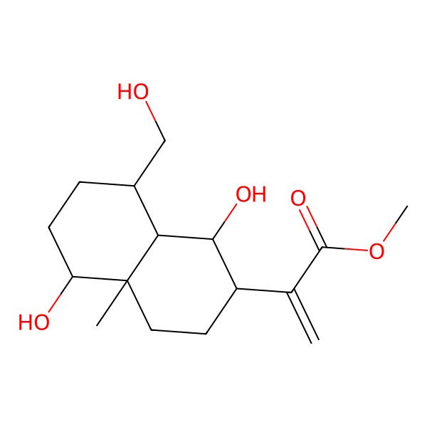 2D Structure of methyl 2-[(1S,2S,4aR,5R,8S,8aS)-1,5-dihydroxy-8-(hydroxymethyl)-4a-methyl-2,3,4,5,6,7,8,8a-octahydro-1H-naphthalen-2-yl]prop-2-enoate
