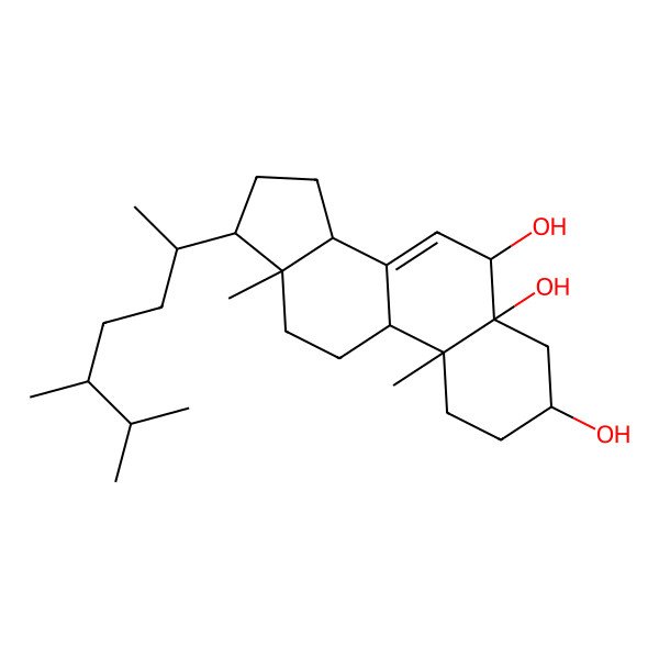 2D Structure of 17-(5,6-Dimethylheptan-2-yl)-10,13-dimethyl-1,2,3,4,6,9,11,12,14,15,16,17-dodecahydrocyclopenta[a]phenanthrene-3,5,6-triol