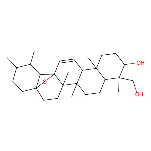 2D Structure of (1S,4S,5R,8R,9R,10S,13S,14R,17R,18R,19S,20R)-9-(hydroxymethyl)-4,5,9,13,19,20-hexamethyl-24-oxahexacyclo[15.5.2.01,18.04,17.05,14.08,13]tetracos-15-en-10-ol