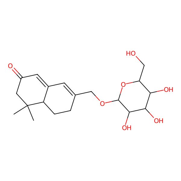 2D Structure of (4aR)-4,4-dimethyl-7-[[(2R,3R,4S,5S,6R)-3,4,5-trihydroxy-6-(hydroxymethyl)oxan-2-yl]oxymethyl]-3,4a,5,6-tetrahydronaphthalen-2-one