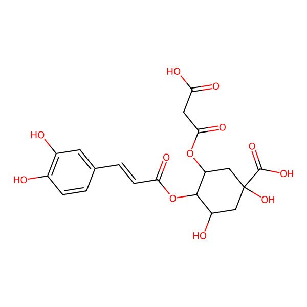 2D Structure of (1S,3R,4R,5R)-3-(2-carboxyacetyl)oxy-4-[(E)-3-(3,4-dihydroxyphenyl)prop-2-enoyl]oxy-1,5-dihydroxycyclohexane-1-carboxylic acid