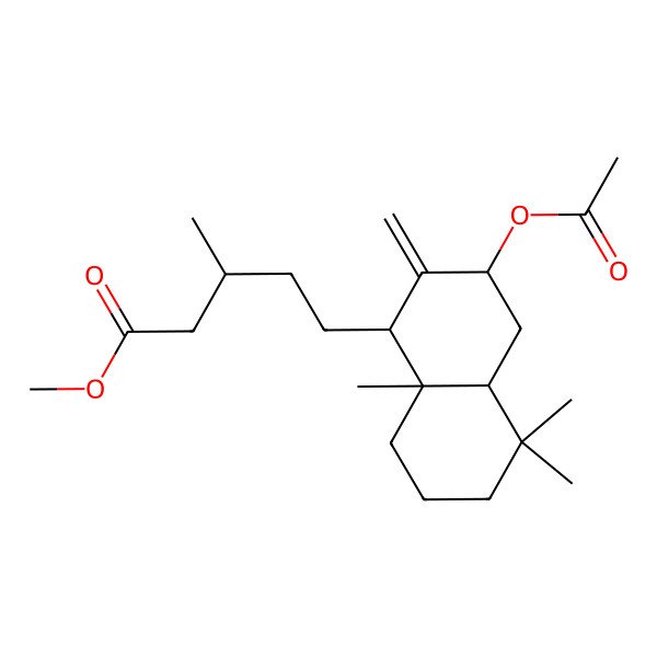 2D Structure of methyl 5-(3-acetyloxy-5,5,8a-trimethyl-2-methylidene-3,4,4a,6,7,8-hexahydro-1H-naphthalen-1-yl)-3-methylpentanoate