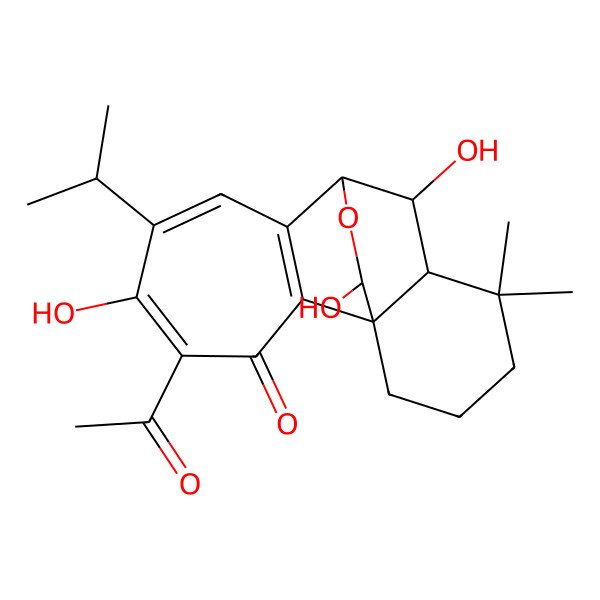 2D Structure of 4-Acetyl-5,10,16-trihydroxy-12,12-dimethyl-6-propan-2-yl-17-oxatetracyclo[7.6.2.01,11.02,8]heptadeca-2(8),4,6-trien-3-one