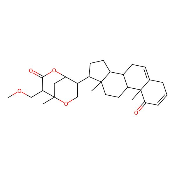 2D Structure of (1R,4R,5R,8R)-8-[(8S,9S,10R,13S,14S,17S)-10,13-dimethyl-1-oxo-4,7,8,9,11,12,14,15,16,17-decahydrocyclopenta[a]phenanthren-17-yl]-4-(methoxymethyl)-5-methyl-2,6-dioxabicyclo[3.3.1]nonan-3-one
