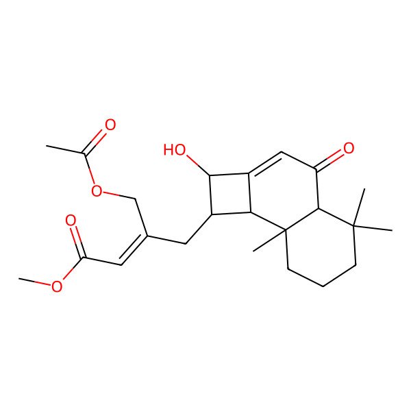 2D Structure of methyl (E)-3-[[(1R,2S,4aR,8aS,8bS)-2-hydroxy-5,5,8a-trimethyl-4-oxo-2,4a,6,7,8,8b-hexahydro-1H-cyclobuta[a]naphthalen-1-yl]methyl]-4-acetyloxybut-2-enoate