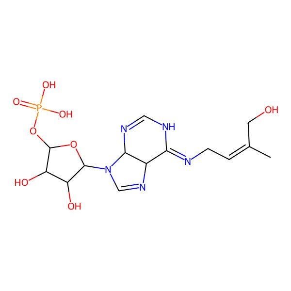 2D Structure of [(2R,3S,4R,5S)-3,4-dihydroxy-5-[(4S,5R)-6-[(E)-4-hydroxy-3-methylbut-2-enyl]imino-4,5-dihydro-1H-purin-9-yl]oxolan-2-yl] dihydrogen phosphate