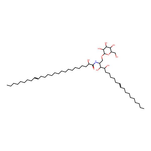 2D Structure of N-[3,4-dihydroxy-1-[3,4,5-trihydroxy-6-(hydroxymethyl)oxan-2-yl]oxyicos-10-en-2-yl]-2-hydroxyhexacos-17-enamide