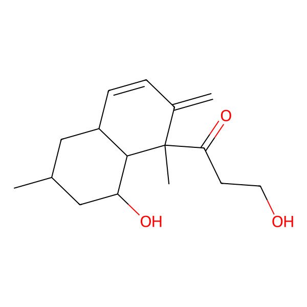 2D Structure of 3-Hydroxy-1-(8-hydroxy-1,6-dimethyl-2-methylidene-4a,5,6,7,8,8a-hexahydronaphthalen-1-yl)propan-1-one