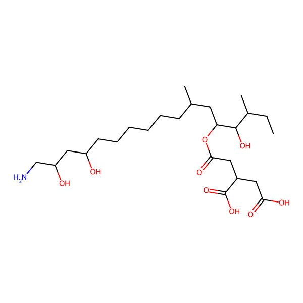2D Structure of (2R)-2-[2-[(3R,4R,5S,7S,14R,16S)-17-amino-4,14,16-trihydroxy-3,7-dimethylheptadecan-5-yl]oxy-2-oxoethyl]butanedioic acid