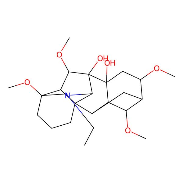 2D Structure of (1S,2S,3S,4S,5S,6R,8S,9R,10R,13R,17S,18S)-11-ethyl-4,6,13,18-tetramethoxy-11-azahexacyclo[7.7.2.12,5.01,10.03,8.013,17]nonadecane-8,9-diol