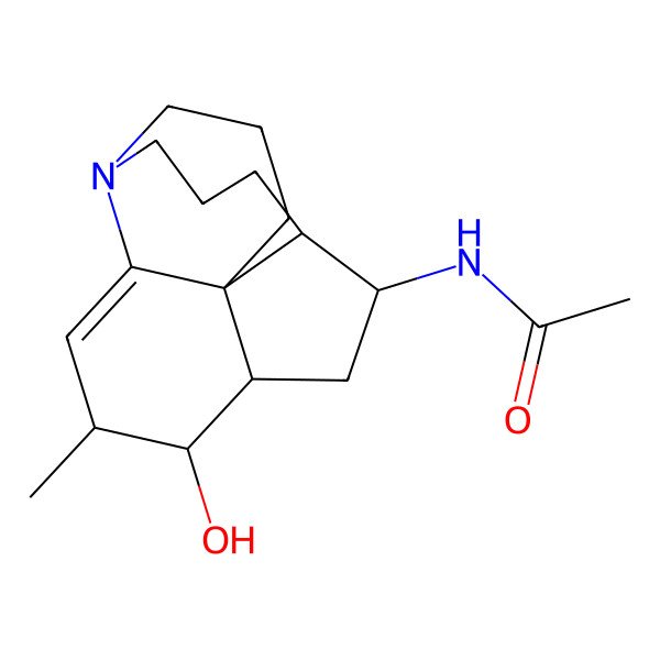 2D Structure of N-[(1R,4S,5S,6S,8S,9S)-5-hydroxy-4-methyl-13-azatetracyclo[7.7.0.01,6.02,13]hexadec-2-en-8-yl]acetamide