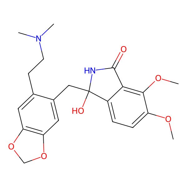 2D Structure of 3-[[6-[2-(dimethylamino)ethyl]-1,3-benzodioxol-5-yl]methyl]-3-hydroxy-6,7-dimethoxy-2H-isoindol-1-one