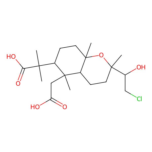 2D Structure of 2-[5-(Carboxymethyl)-2-(2-chloro-1-hydroxyethyl)-2,5,8a-trimethyl-3,4,4a,6,7,8-hexahydrochromen-6-yl]-2-methylpropanoic acid