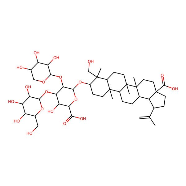 2D Structure of 6-[[3a-Carboxy-8-(hydroxymethyl)-5a,5b,8,11a-tetramethyl-1-prop-1-en-2-yl-1,2,3,4,5,6,7,7a,9,10,11,11b,12,13,13a,13b-hexadecahydrocyclopenta[a]chrysen-9-yl]oxy]-3-hydroxy-4-[3,4,5-trihydroxy-6-(hydroxymethyl)oxan-2-yl]oxy-5-(3,4,5-trihydroxyoxan-2-yl)oxyoxane-2-carboxylic acid
