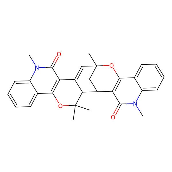 2D Structure of (1S,2R,17R)-3,3,12,17,26-pentamethyl-4,18-dioxa-12,26-diazaheptacyclo[15.11.1.02,15.05,14.06,11.019,28.020,25]nonacosa-5(14),6,8,10,15,19(28),20,22,24-nonaene-13,27-dione