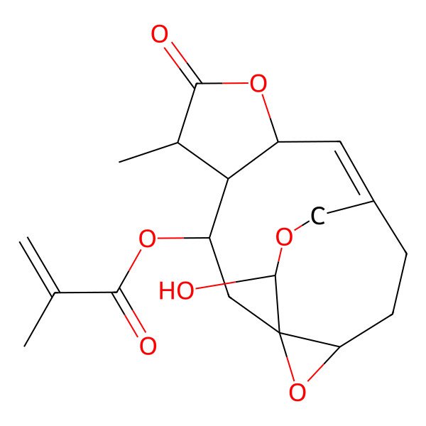 2D Structure of [(1R,3S,4R,5S,8R,9Z,13R,15S)-15-hydroxy-5-methyl-6-oxo-7,14,16-trioxatetracyclo[8.4.3.01,13.04,8]heptadec-9-en-3-yl] 2-methylprop-2-enoate