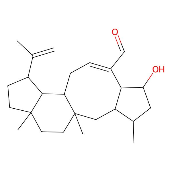 2D Structure of 6-Hydroxy-1,4,16-trimethyl-13-prop-1-en-2-yltetracyclo[9.7.0.03,7.012,16]octadec-8-ene-8-carbaldehyde