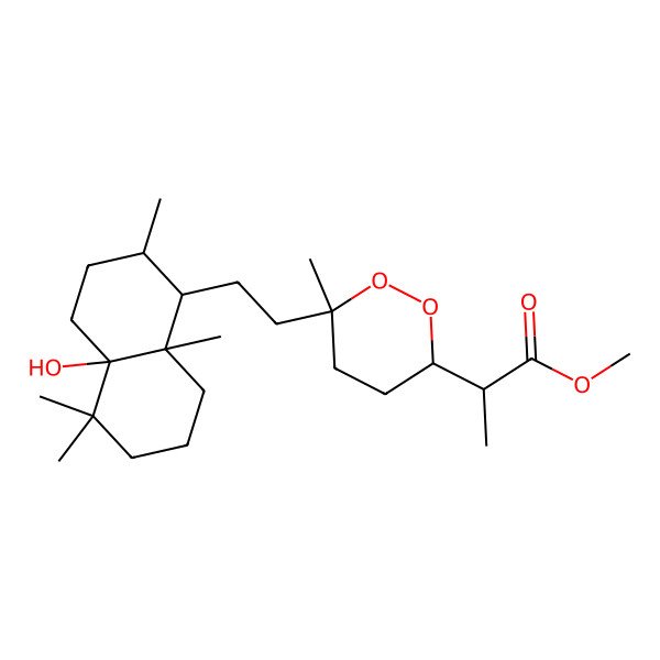 2D Structure of methyl (2S)-2-[(3S,6R)-6-[2-[(1S,2R,4aR,8aR)-4a-hydroxy-2,5,5,8a-tetramethyl-2,3,4,6,7,8-hexahydro-1H-naphthalen-1-yl]ethyl]-6-methyldioxan-3-yl]propanoate