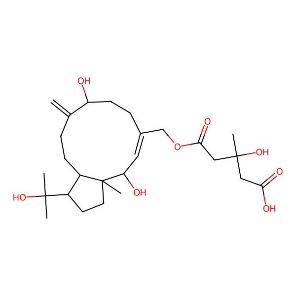 2D Structure of 5-[[4,9-Dihydroxy-1-(2-hydroxypropan-2-yl)-3a-methyl-10-methylidene-1,2,3,4,7,8,9,11,12,12a-decahydrocyclopenta[11]annulen-6-yl]methoxy]-3-hydroxy-3-methyl-5-oxopentanoic acid