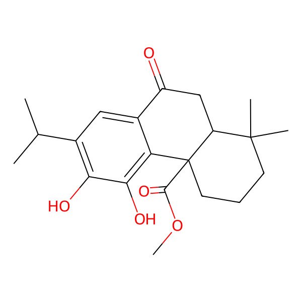 2D Structure of methyl 5,6-dihydroxy-1,1-dimethyl-9-oxo-7-propan-2-yl-3,4,10,10a-tetrahydro-2H-phenanthrene-4a-carboxylate