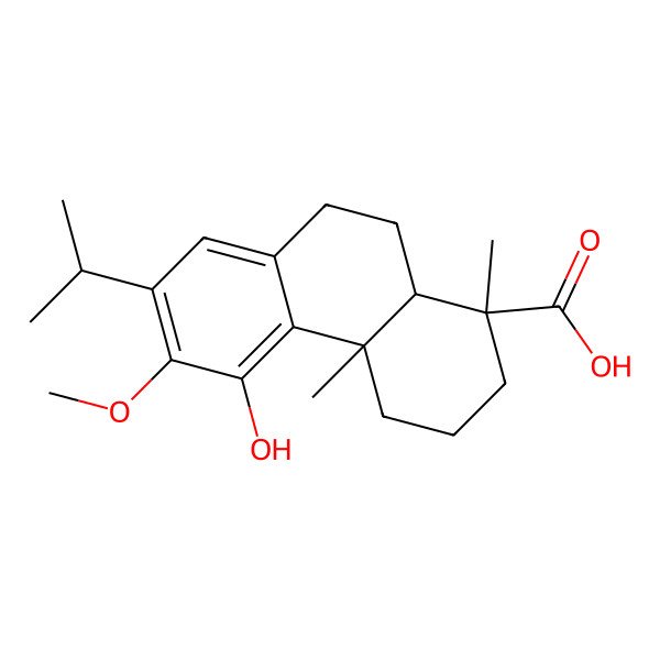 2D Structure of 5-Hydroxy-6-methoxy-1,4a-dimethyl-7-propan-2-yl-2,3,4,9,10,10a-hexahydrophenanthrene-1-carboxylic acid 2D Structure of 5-Hydroxy-6-methoxy-1,4a-dimethyl-7-propan-2-yl-2,3,4,9,10,10a-hexahydrophenanthrene-1-carboxylic acid