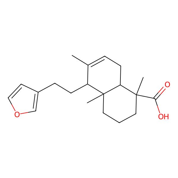 2D Structure of (1S,4aS,5R,8aS)-5-[2-(furan-3-yl)ethyl]-1,4a,6-trimethyl-2,3,4,5,8,8a-hexahydronaphthalene-1-carboxylic acid