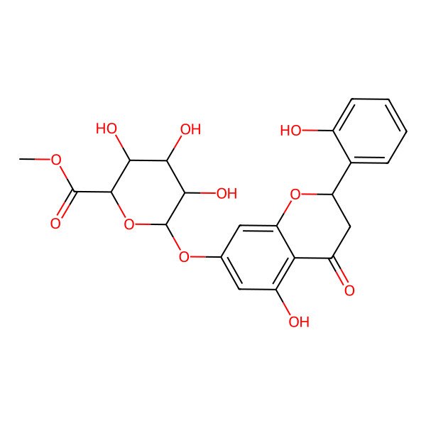 2D Structure of methyl (2S,3S,4S,5R,6S)-3,4,5-trihydroxy-6-[[(2S)-5-hydroxy-2-(2-hydroxyphenyl)-4-oxo-2,3-dihydrochromen-7-yl]oxy]oxane-2-carboxylate