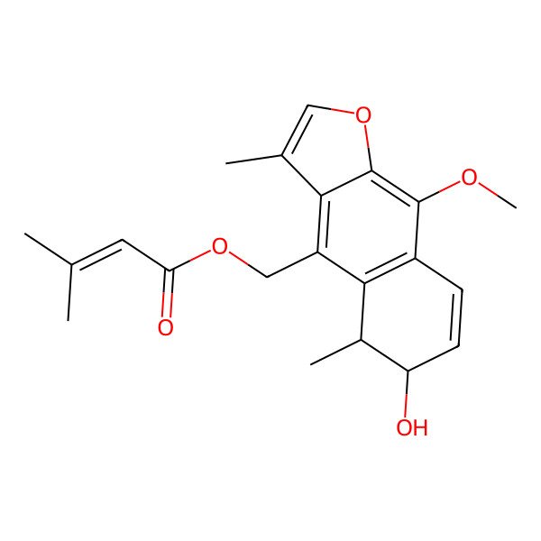 2D Structure of [(5R,6R)-6-hydroxy-9-methoxy-3,5-dimethyl-5,6-dihydrobenzo[f][1]benzofuran-4-yl]methyl 3-methylbut-2-enoate