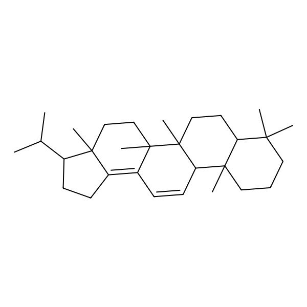 2D Structure of 3a,5a,5b,8,8,11a-Hexamethyl-3-propan-2-yl-1,2,3,4,5,6,7,7a,9,10,11,11b-dodecahydrocyclopenta[a]chrysene