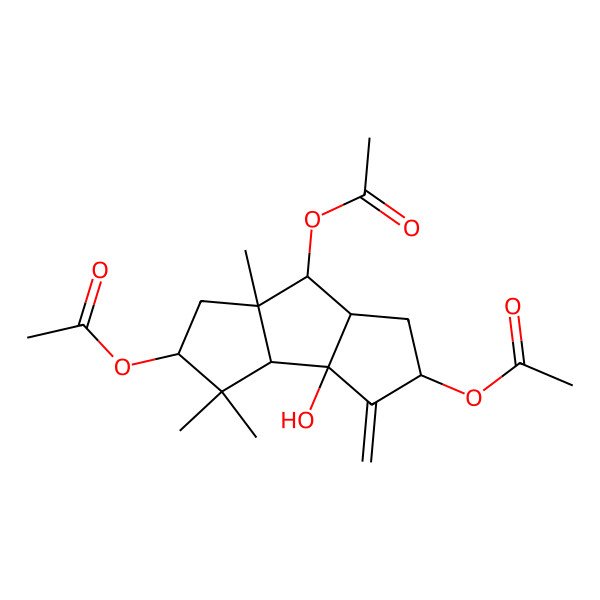 2D Structure of (5,7-diacetyloxy-3a-hydroxy-4,4,6a-trimethyl-3-methylidene-2,3b,5,6,7,7a-hexahydro-1H-cyclopenta[a]pentalen-2-yl) acetate