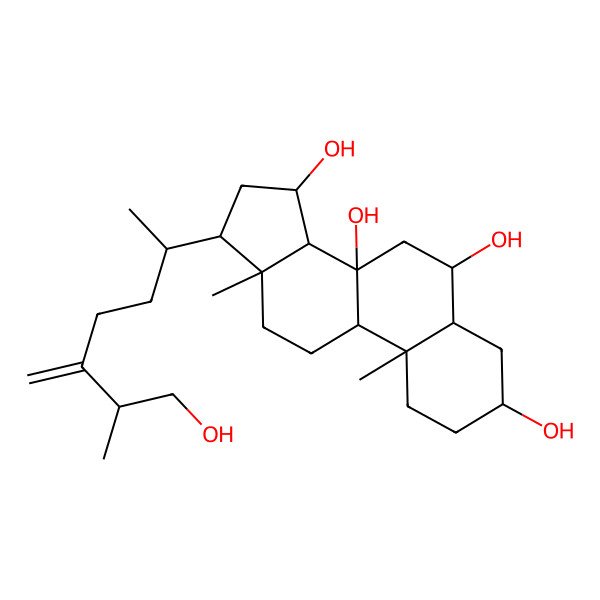 2D Structure of 17-(7-Hydroxy-6-methyl-5-methylideneheptan-2-yl)-10,13-dimethyl-1,2,3,4,5,6,7,9,11,12,14,15,16,17-tetradecahydrocyclopenta[a]phenanthrene-3,6,8,15-tetrol