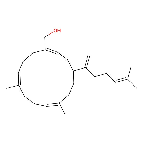 2D Structure of [(1E,4R,7E,11E)-7,11-dimethyl-4-(6-methylhepta-1,5-dien-2-yl)cyclotetradeca-1,7,11-trien-1-yl]methanol