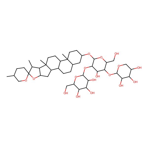 2D Structure of (3beta,5beta,25S)-Spirostan-3-yl O-beta-D-glucopyranosyl-(1-->2)-O-[beta-D-xylopyranosyl-(1-->4)]-beta-D-glucopyranoside