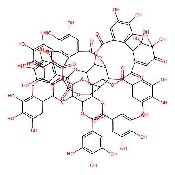 2D Structure of [(2S,3R,4S,5R,6R)-2,4,5-tris[(3,4,5-trihydroxybenzoyl)oxy]-6-[(3,4,5-trihydroxybenzoyl)oxymethyl]oxan-3-yl] 2-[[(1R,7R,8S,26R,28S,29R,38R)-1,13,14,15,18,19,34,35,39,39-decahydroxy-2,5,10,23,31-pentaoxo-28-(3,4,5-trihydroxybenzoyl)oxy-6,9,24,27,30,40-hexaoxaoctacyclo[34.3.1.04,38.07,26.08,29.011,16.017,22.032,37]tetraconta-3,11,13,15,17,19,21,32,34,36-decaen-20-yl]oxy]-3,4,5-trihydroxybenzoate