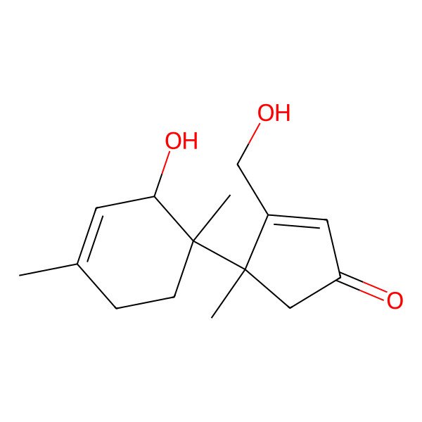 2D Structure of (4S)-4-((1R,2S)-2-Hydroxy-1,4-dimethyl-3-cyclohexen-1-yl)-3-(hydroxymethyl)-4-methyl-2-cyclopenten-1-one