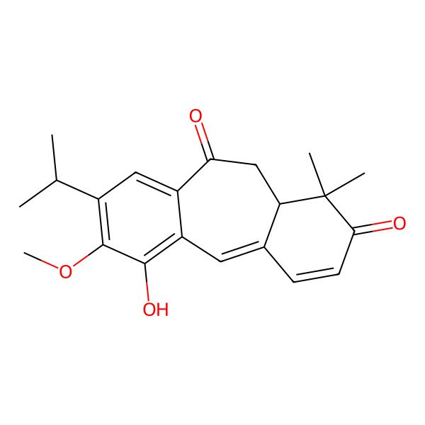 2D Structure of (8S)-15-hydroxy-14-methoxy-7,7-dimethyl-13-propan-2-yltricyclo[9.4.0.03,8]pentadeca-1(15),2,4,11,13-pentaene-6,10-dione