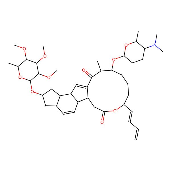 2D Structure of (1S,2R,5S,7R,9R,10S,14R,15S,19R)-19-[(1E)-buta-1,3-dienyl]-15-[(2R,5S,6R)-5-(dimethylamino)-6-methyloxan-2-yl]oxy-14-methyl-7-[(2R,3R,4R,5S,6S)-3,4,5-trimethoxy-6-methyloxan-2-yl]oxy-20-oxatetracyclo[10.10.0.02,10.05,9]docosa-3,11-diene-13,21-dione