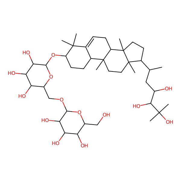 2D Structure of (2R,3S,4S,5R,6R)-2-(hydroxymethyl)-6-[[(2R,3S,4S,5R,6R)-3,4,5-trihydroxy-6-[[(3S,8R,9R,10S,13R,14S,17R)-4,4,9,13,14-pentamethyl-17-[(2R,4S,5S)-4,5,6-trihydroxy-6-methylheptan-2-yl]-2,3,7,8,10,11,12,15,16,17-decahydro-1H-cyclopenta[a]phenanthren-3-yl]oxy]oxan-2-yl]methoxy]oxane-3,4,5-triol