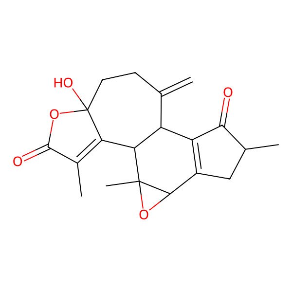 2D Structure of (1R,2S,4R,7R,10S,14S)-14-hydroxy-2,7,17-trimethyl-11-methylidene-3,15-dioxapentacyclo[8.8.0.02,4.05,9.014,18]octadeca-5(9),17-diene-8,16-dione