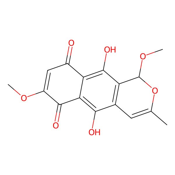 2D Structure of 5,10-dihydroxy-1,7-dimethoxy-3-methyl-1H-benzo[g]isochromene-6,9-dione